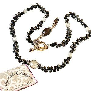 Necklace Bronze Beads by Original Designs REVERSIBLE with Pendant New